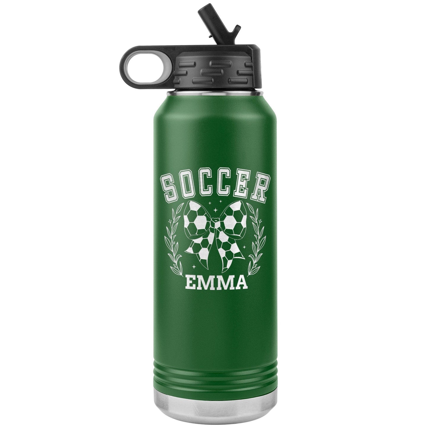 Custom Soccer Player With Name Water Bottle/Soccer Team Gift/Soccer Coach Water Bottle Gift/Laser Etched Insulated Water Bottle With Name