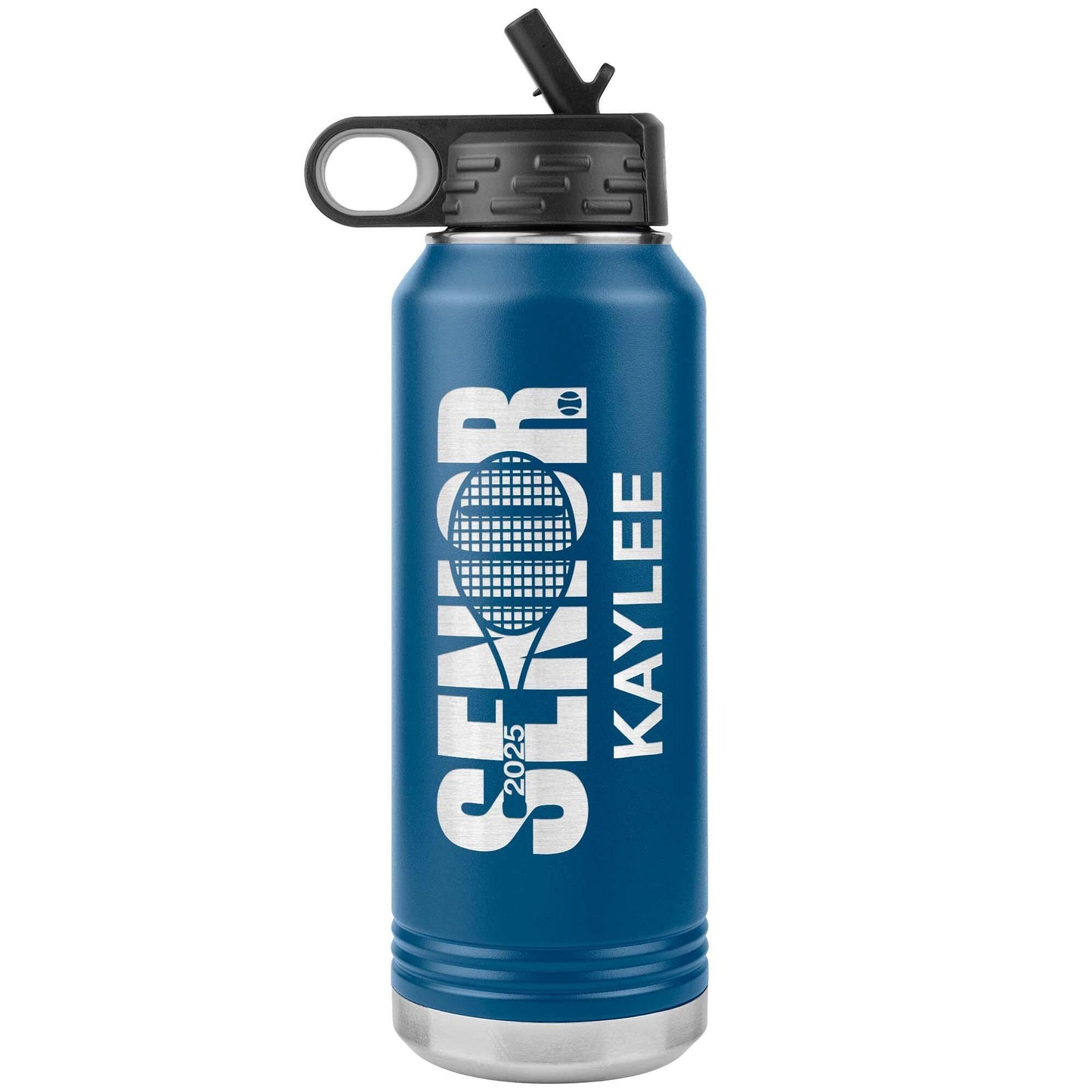 Personalized Tennis Tumbler: Engraved Stainless Steel Water Bottle