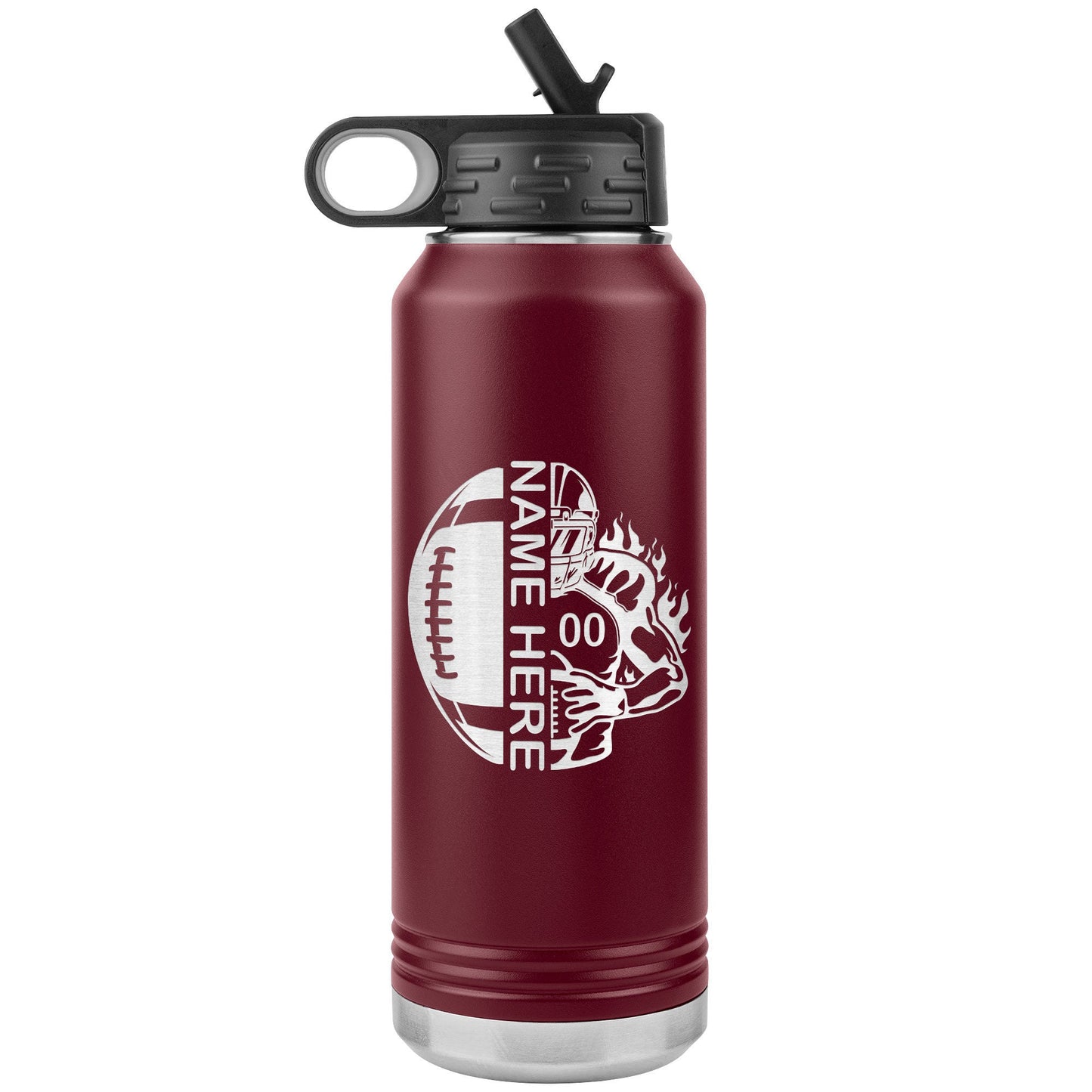 Custom Laser Etched Football Water Bottle: 32oz Tumbler