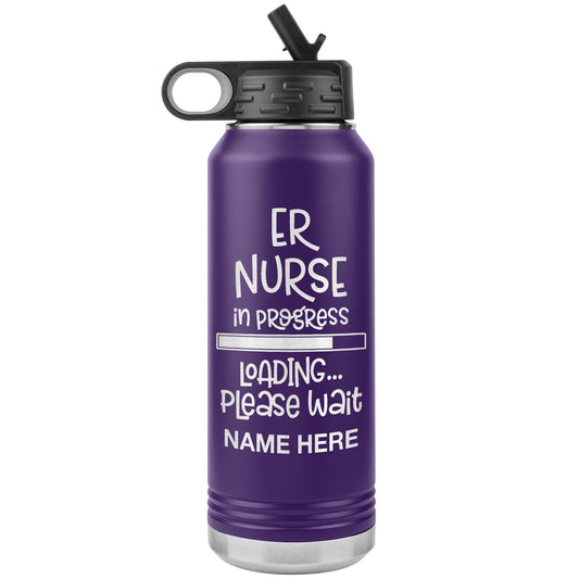 Personalized ER Nurse Water Bottle: Custom Engraved Tumbler Gift