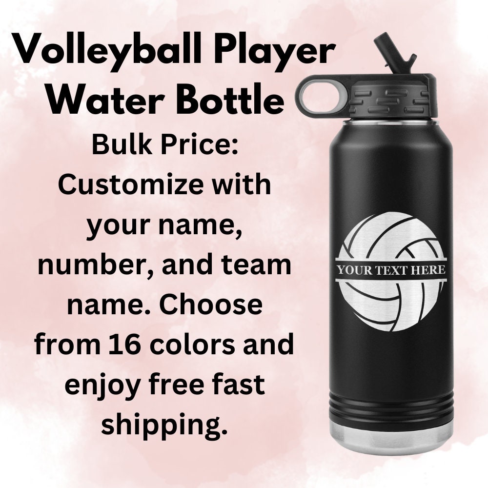 Custom volleyball Player With Name Water Bottle/Volleyball Team Gift/Volleyball Coach Water Bottle Gift/Laser Etched Gift With Name