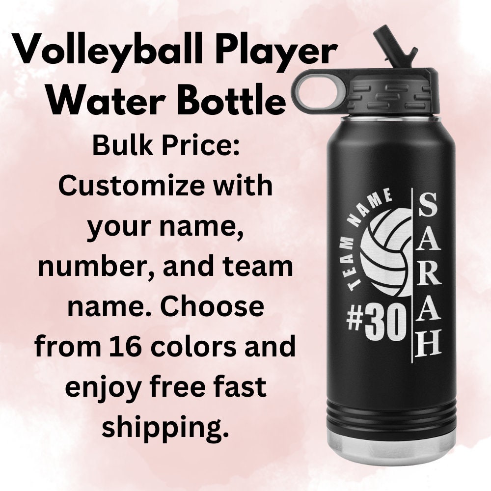 Custom Volleyball Team Water Bottle: Laser Etched Gift