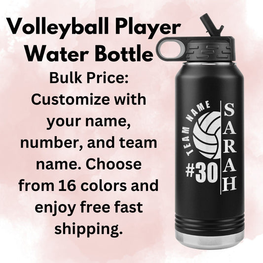 Custom Volleyball Team Water Bottle: Laser Etched Gift