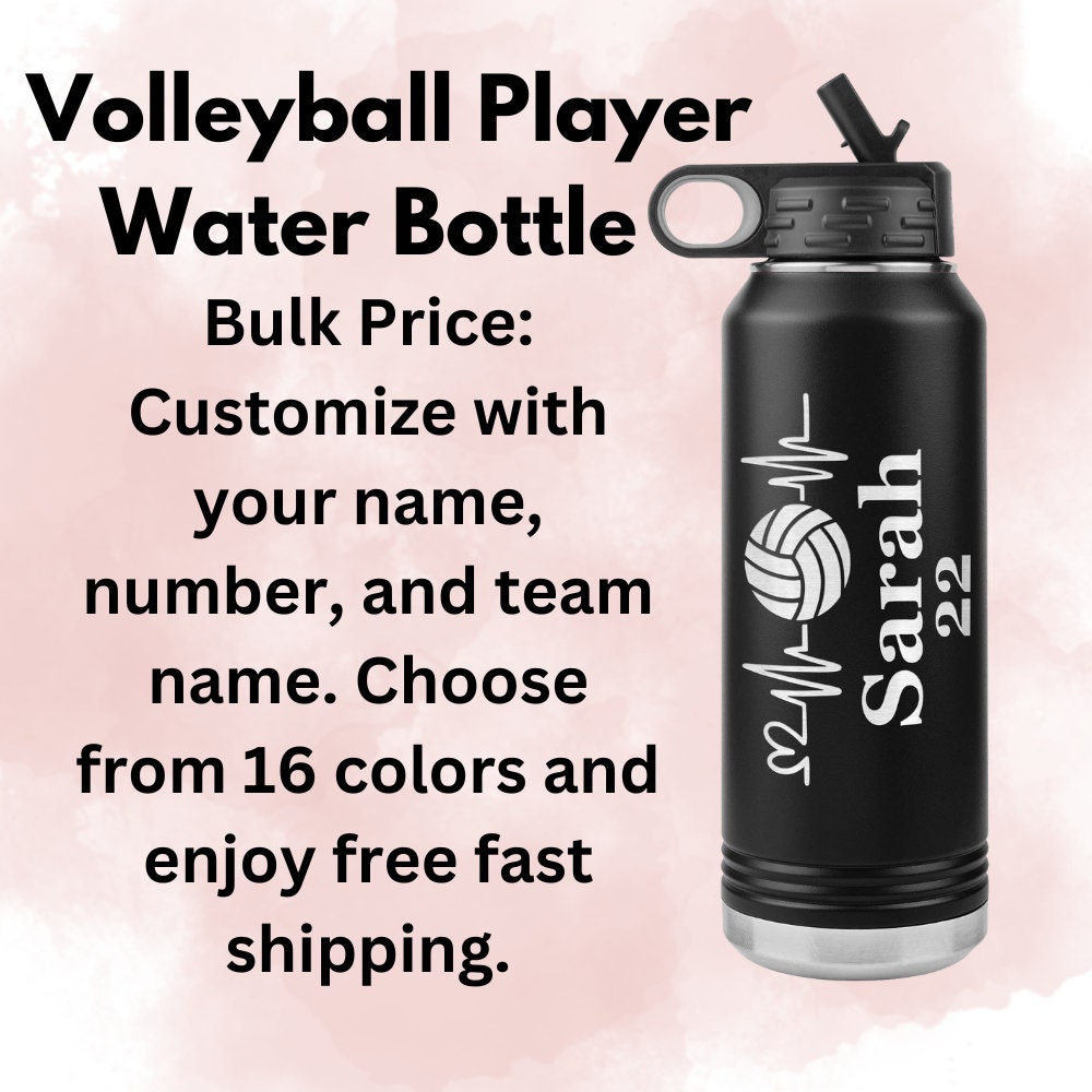 Custom Volleyball Team Water Bottle: Laser Etched Gift