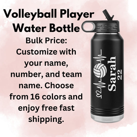 Custom Volleyball Team Water Bottle: Laser Etched Gift