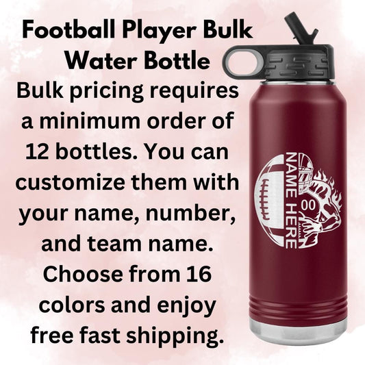 Custom Laser Etched Football Water Bottle: 32oz Tumbler