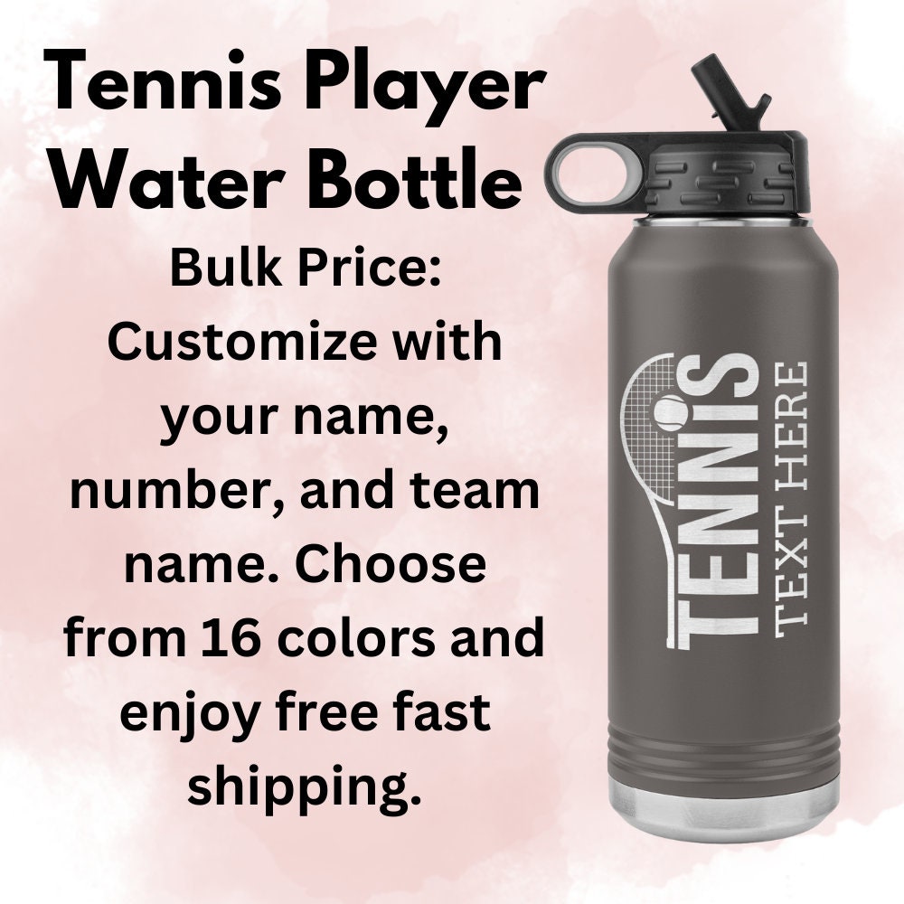 Custom Tennis Team Water Bottle: Laser Etched 32oz Tumbler