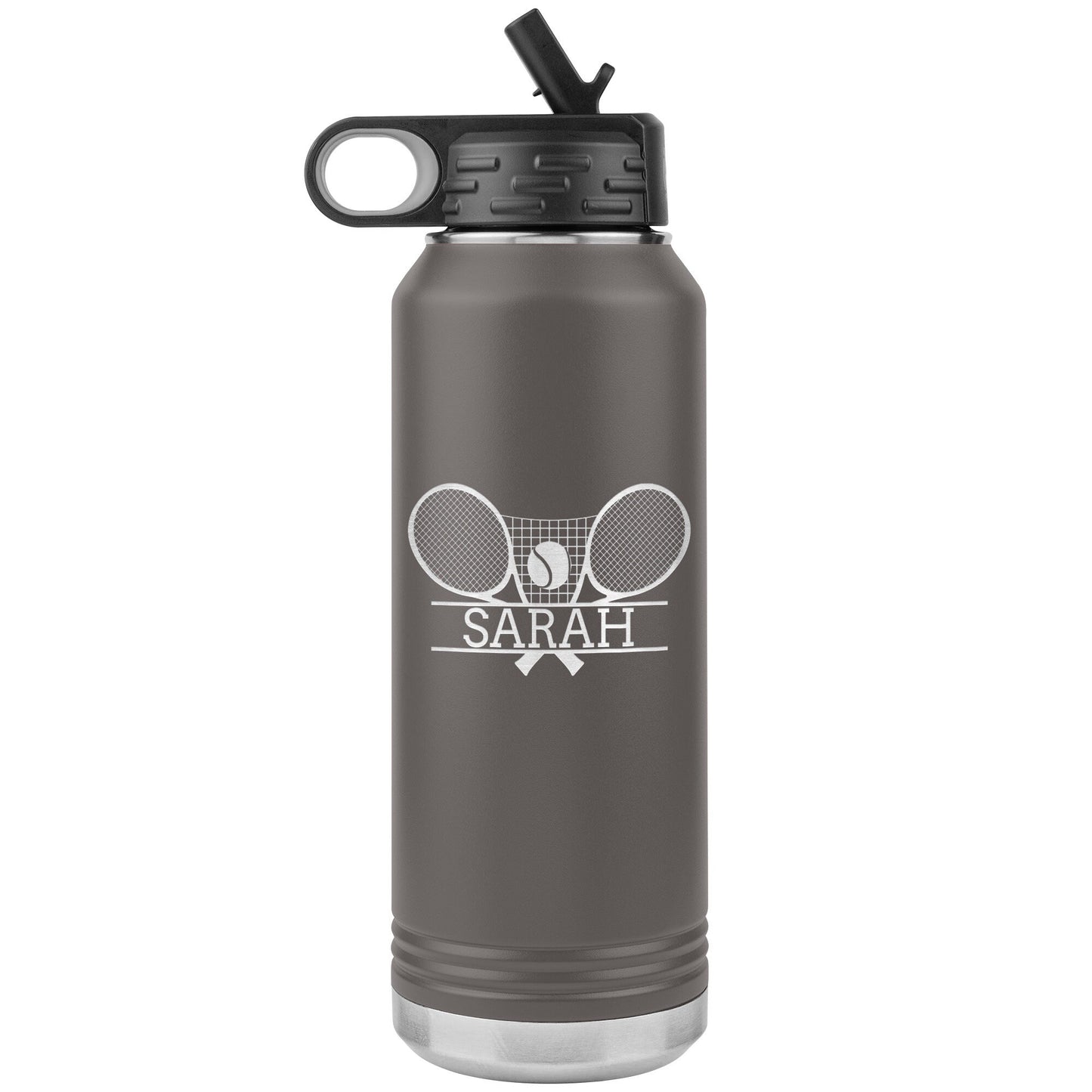 Custom Laser Etched Tennis Team Water Bottle: 32oz Insulated Tumbler