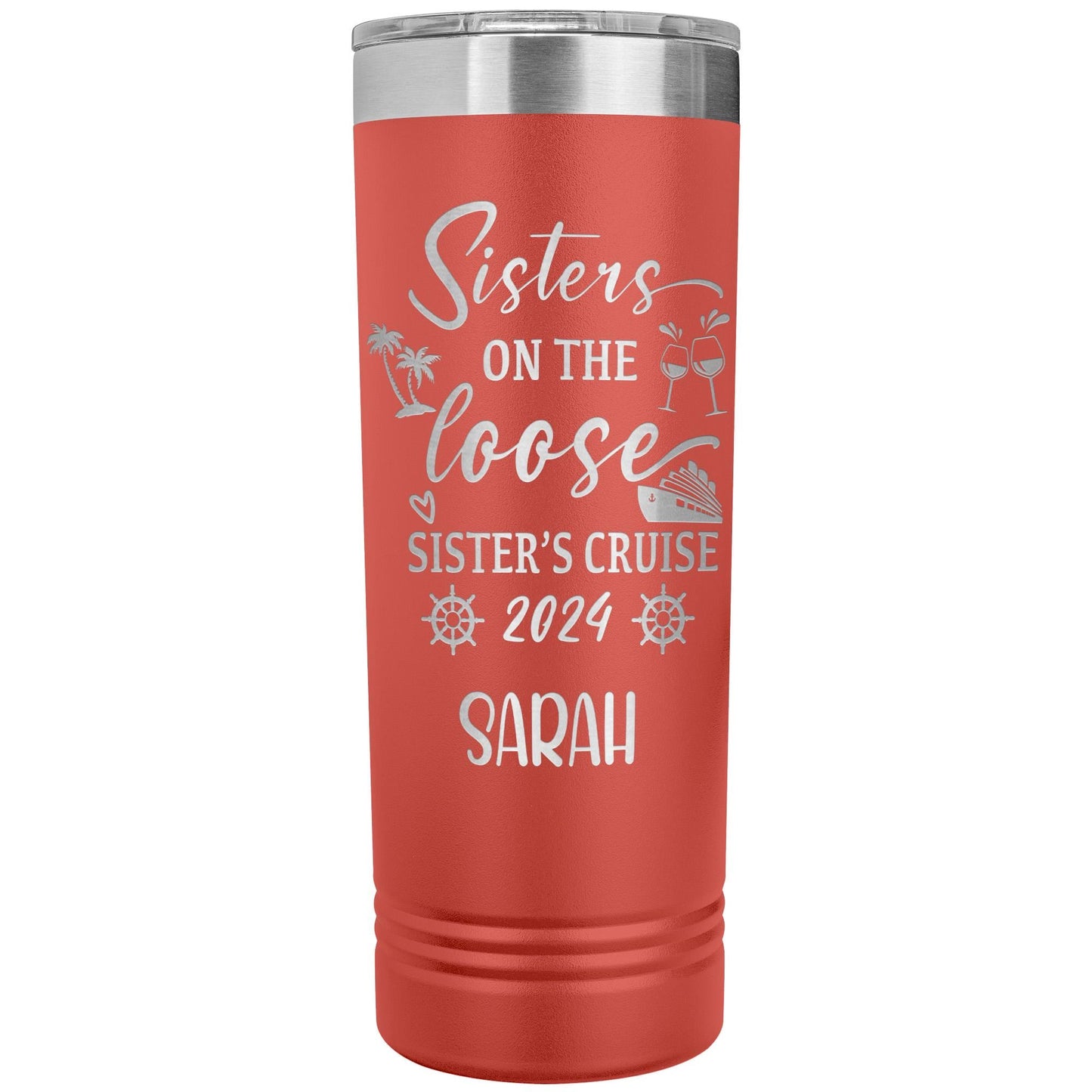 Personalized Sisters Trip Tumbler: Engraved Stainless Steel Vacation Cup