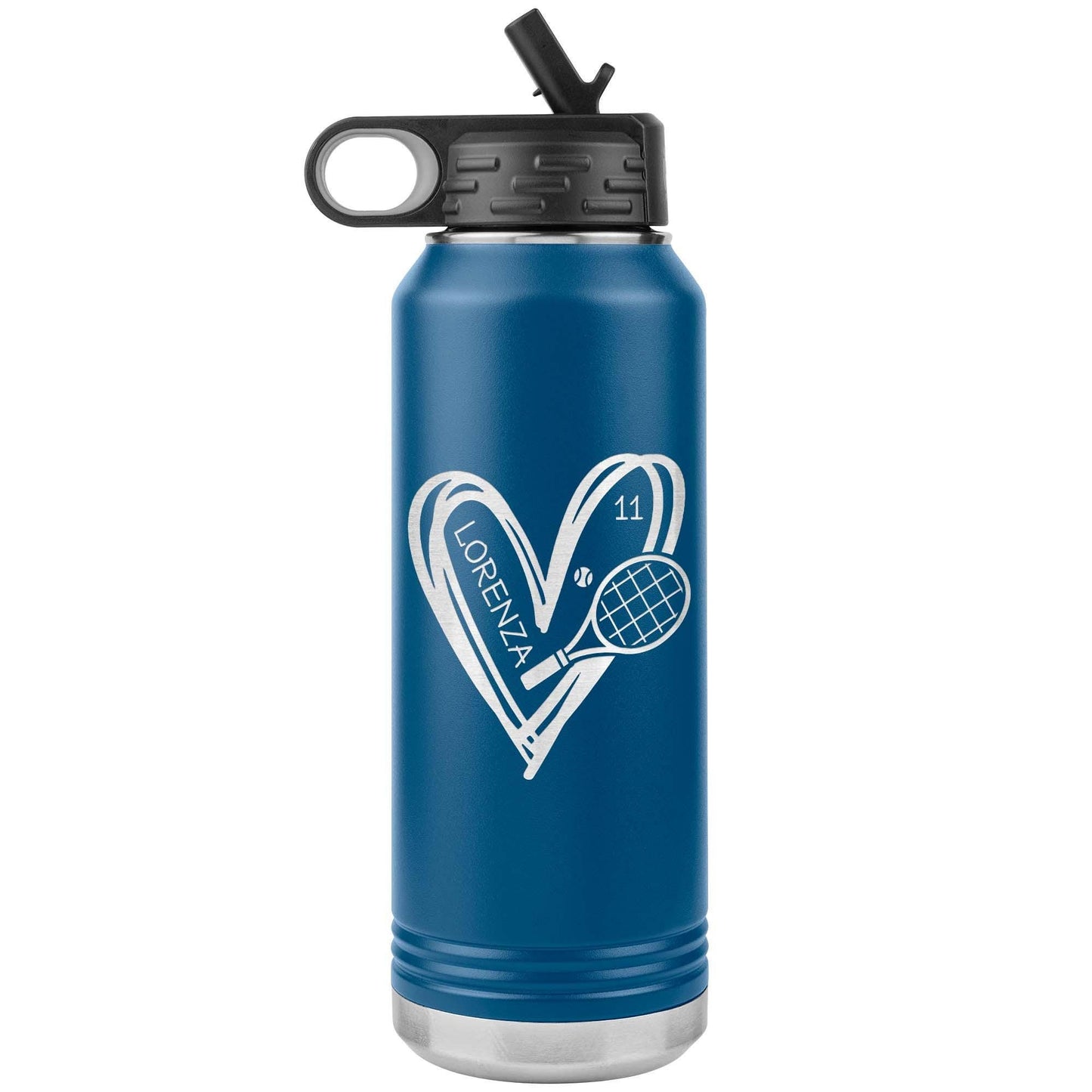 Personalized Tennis Tumbler: Engraved Stainless Steel Water Bottle