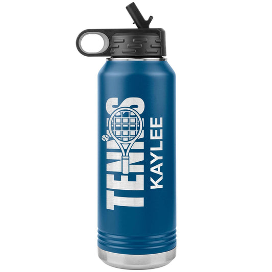 Personalized Tennis Tumbler: Engraved Stainless Steel Water Bottle