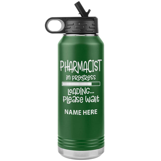 Personalized Pharmacist Water Bottle: 32oz Engraved Flip Top