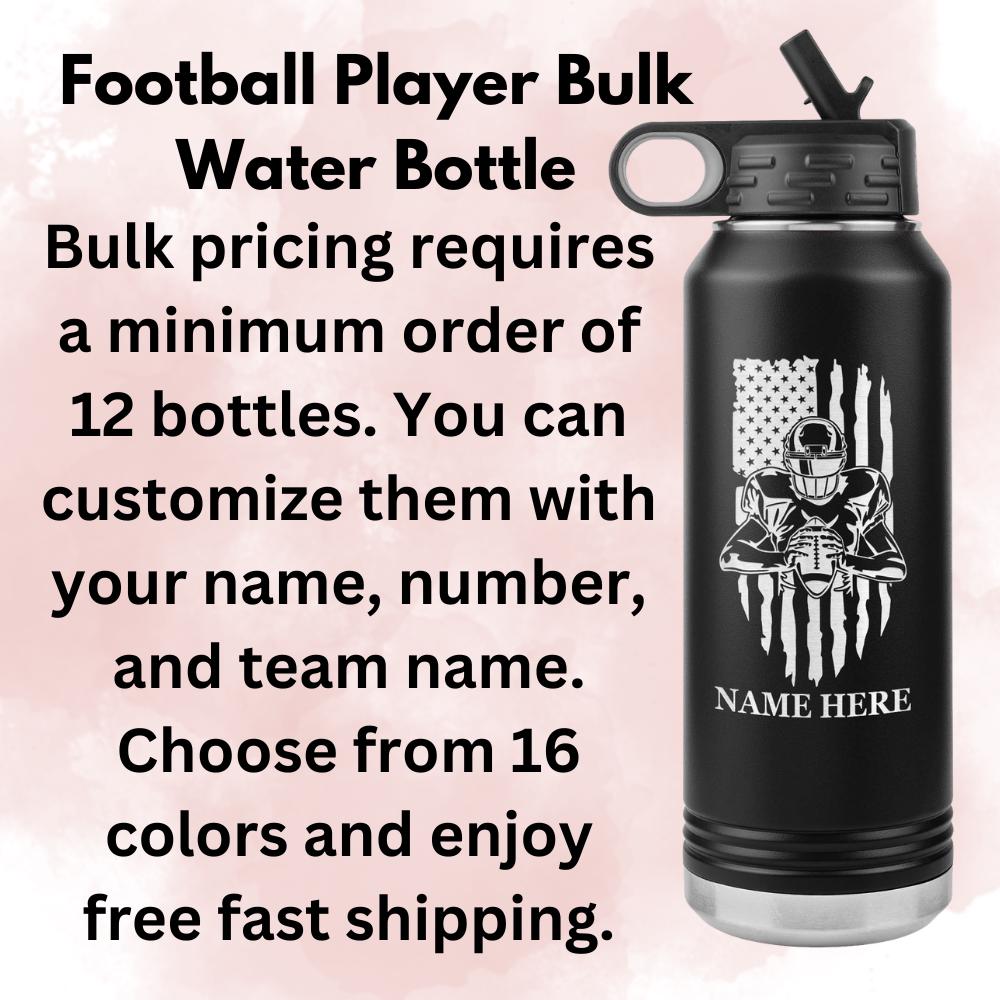 Custom Football Player Water Bottle: Laser Etched Tumbler