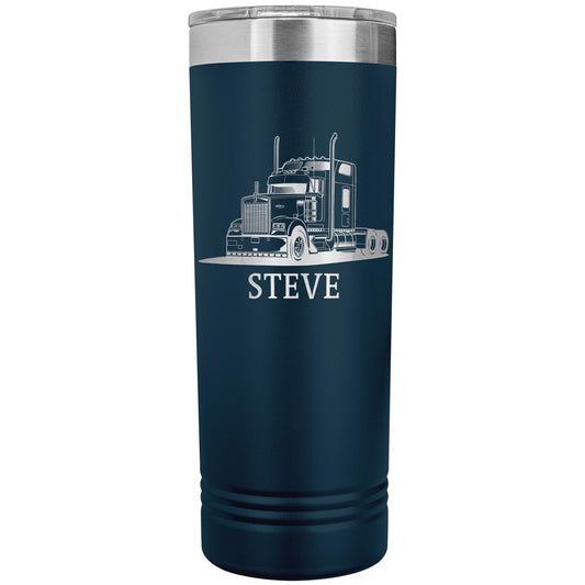 Custom Kenworth W900 Trucker Tumbler: Engraved Stainless Steel Mug