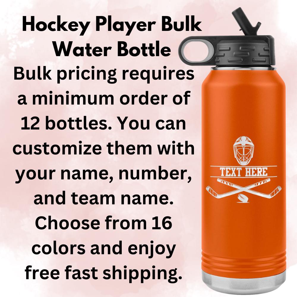 Custom Laser Etched Hockey Water Bottle: 32oz Tumbler, Gift for Players