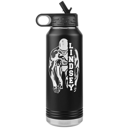 Personalized Swim Team Water Bottle | Laser Etched Stainless Steel 32oz Insulated Tumbler with Flip Top Lid, Custom Name, Swim Coach Gift