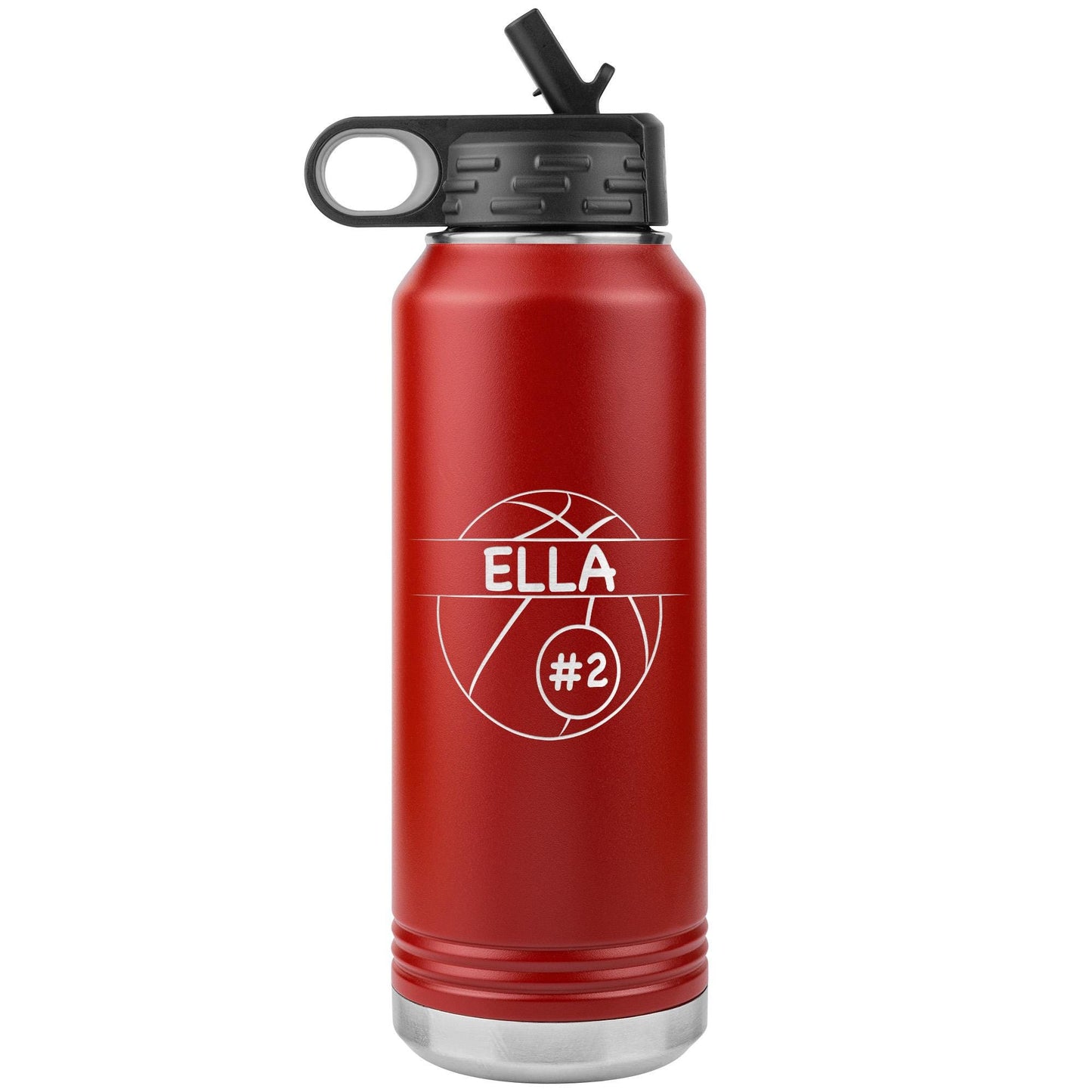 Personalized Basketball Water Bottles - Custom Engraved Stainless Steel Tumbler for Coaches & Players- Water Bottle Gift with Straw.
