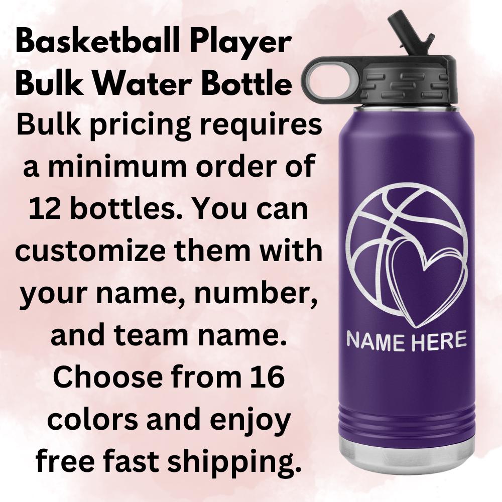 Personalized Basketball Coach Water Bottle | Laser Etched 32oz Insulated Tumbler | Custom Name Gift for Coaches & Team Members