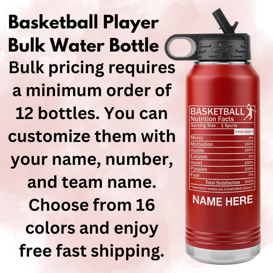 Personalized Basketball Coach Water Bottle | Laser Etched 32oz Insulated Tumbler | Custom Name Gift for Coaches & Team Members