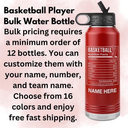 Personalized Basketball Coach Water Bottle | Laser Etched 32oz Insulated Tumbler | Custom Name Gift for Coaches & Team Members