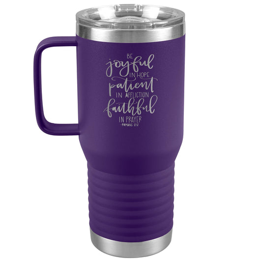 Rejoicing in Hope Romans 12:12 Travel Mug - Kristien Bible Verse Tumbler Gift - Scripture Coffee Mug - Positive Coffee Mug -Laser Etched Mug
