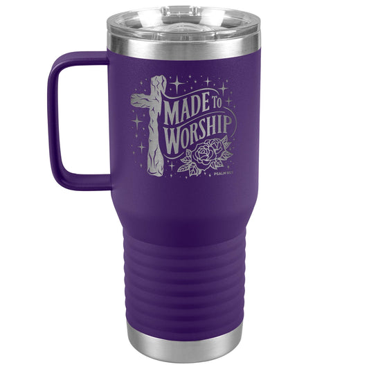 Made to Worship Psalm 95:1 Travel Mug - Kristien Bible Verse Tumbler Gift - Scripture Coffee Mug - Positive Coffee Mug - Laser Etched Mug