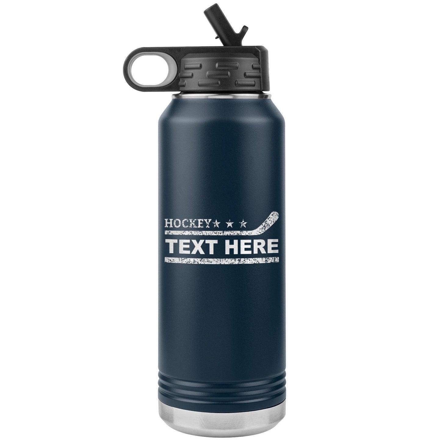 Custom Hockey Player Water Bottle: Laser Etched Insulated Tumbler