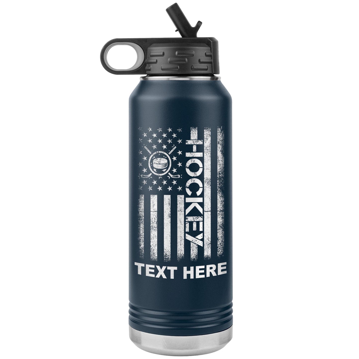 Custom Hockey Player Insulated Water Bottle: Laser Etched 32oz Tumbler