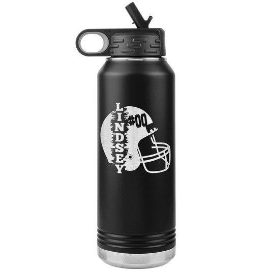 Custom Football Player and Coach Water Bottle - Laser Etched Tumbler for Coaches & Players - Personalized Team Gift - Perfect Athlete Gift