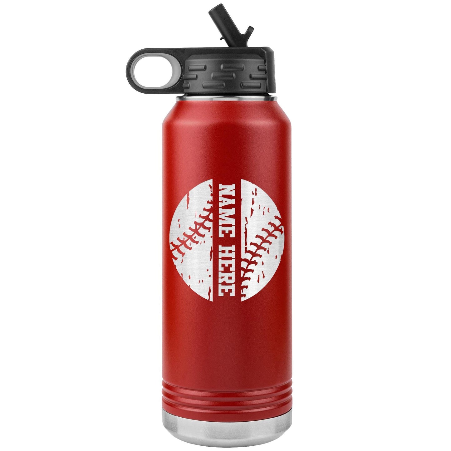 Custom Baseball Team Water Bottle | Laser Engraved 32oz Insulated Tumbler, Personalized Gift, Stainless Steel, Cold & Hot Drink Coffee Mug