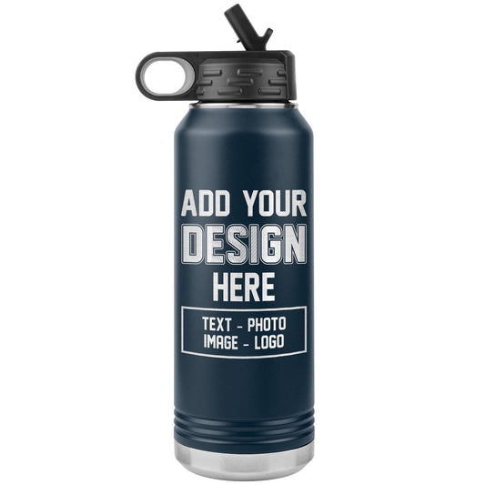 Custom Engraved Water Bottle: 32oz Stainless Steel Tumbler with Straw
