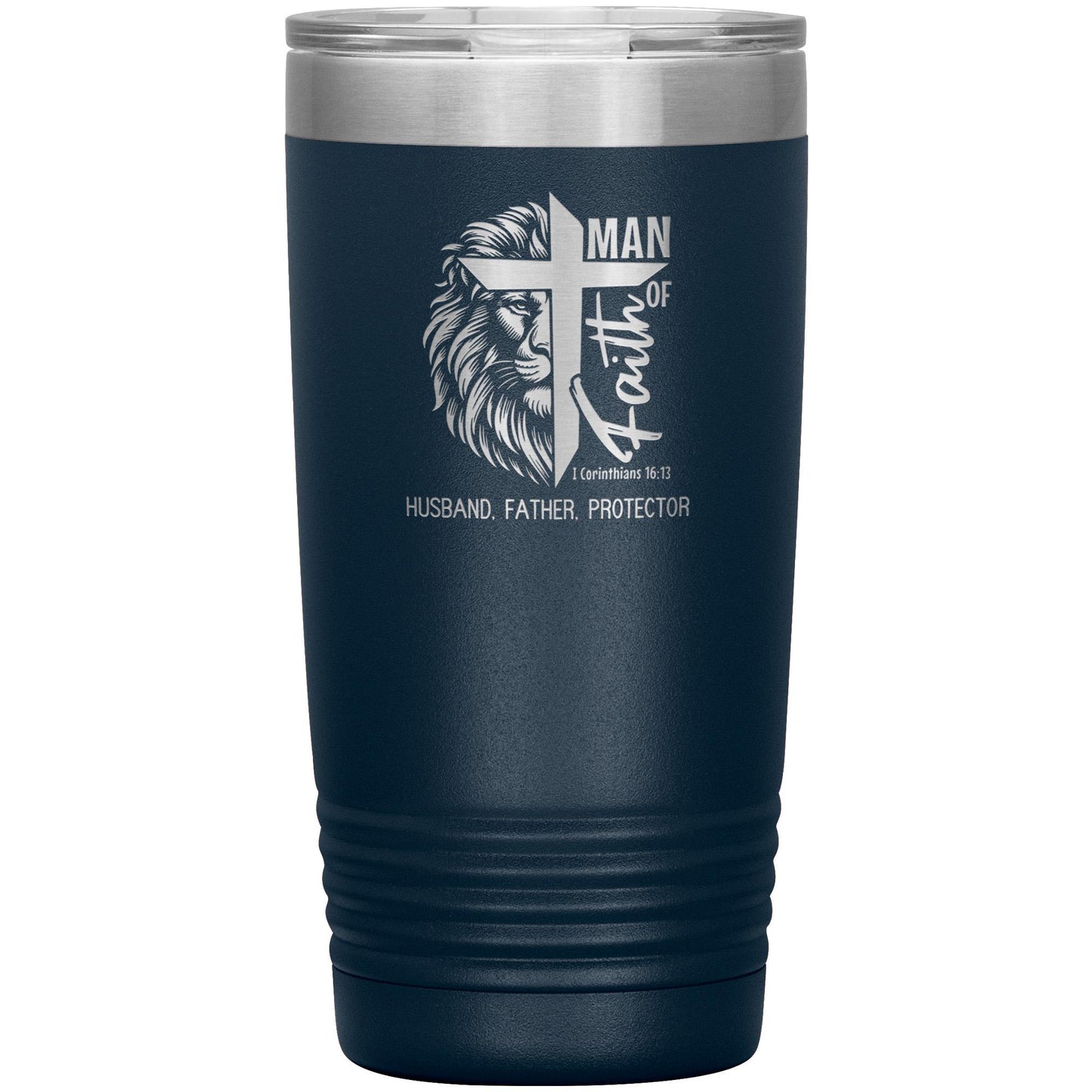 Man of Faith Tumbler: Laser Etched Insulated Coffee Mug Gift