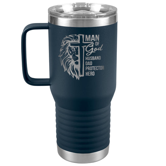 Men of God Tumbler: Laser Etched Insulated Water Bottle, Bible Verse Gift