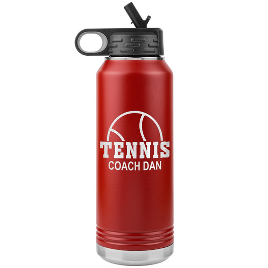 Personalized Tennis Tumbler: Engraved Stainless Steel Water Bottle