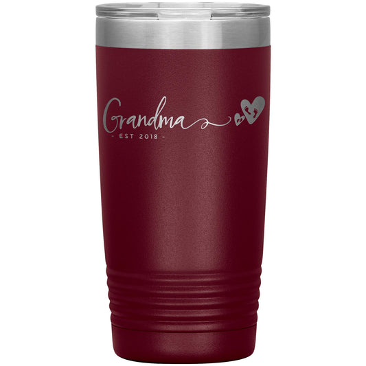 Personalized Grandma Coffee Tumbler: Floral Yaya Stainless Steel Mug