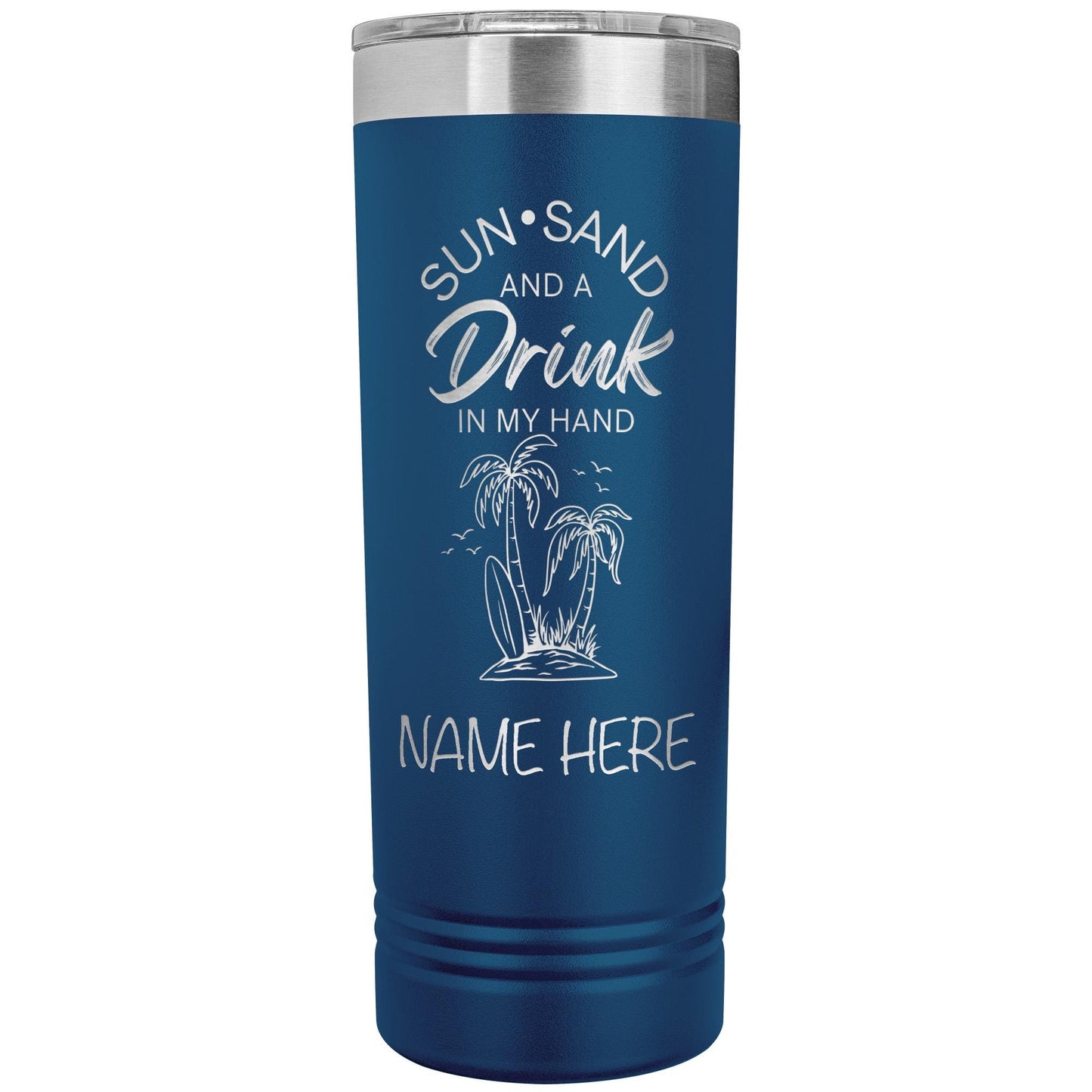 Personalized Beach Vacation Tumbler: Engraved Stainless Steel Travel Cup