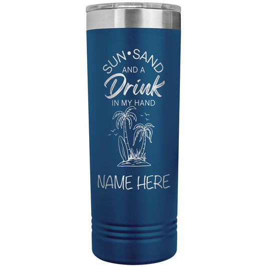 Personalized Beach Vacation Tumbler: Engraved Stainless Steel Travel Cup