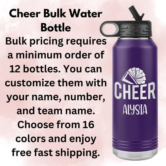 Personalized Cheerleader Water Bottle: Engraved Stainless Steel Tumbler