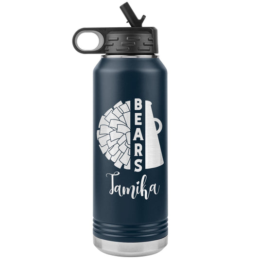 Personalized Cheerleader Water Bottle, Engraved Stainless Steel Cheer Water Bottle with Straw, Custom Etched Sports Bottle for Cheerleaders