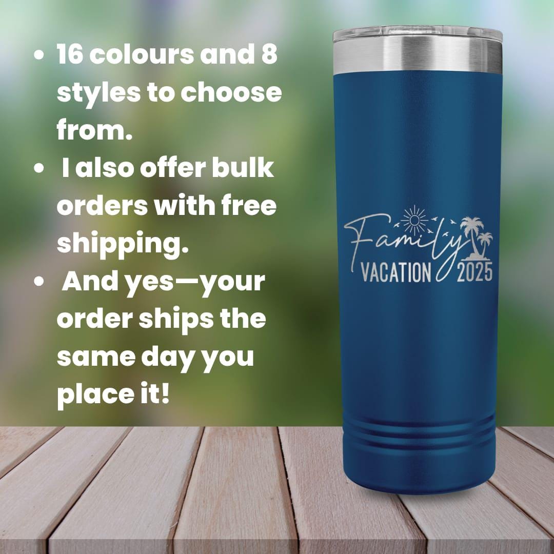 Personalized Vacation Tumbler: Engraved Stainless Steel Travel Cup