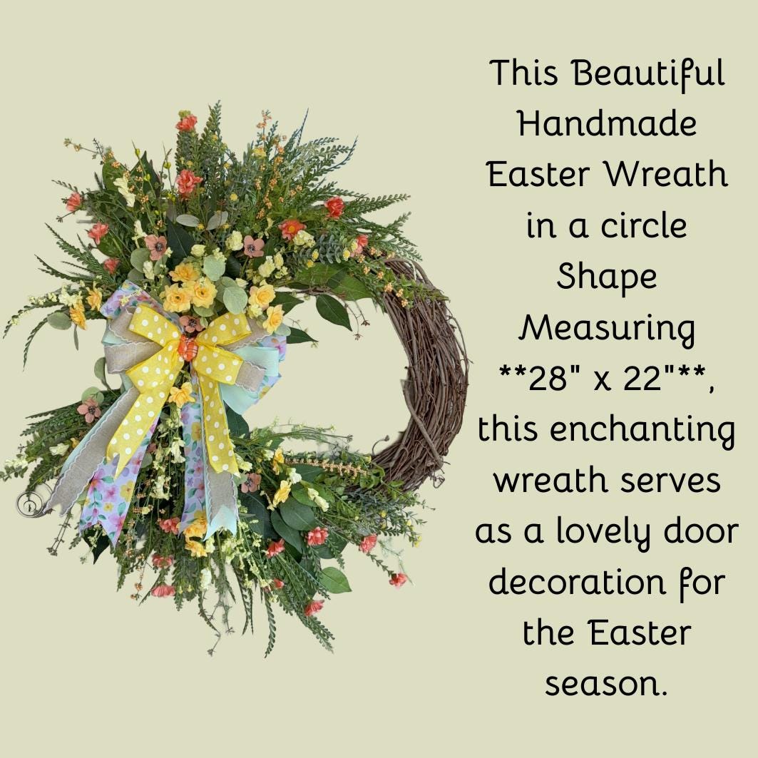 Easter Door Wreath | Religious Cross Grapevine Wreath | Yellow Floral Front Door Decor | Spring Flower Arrangement | He Is Risen Gift