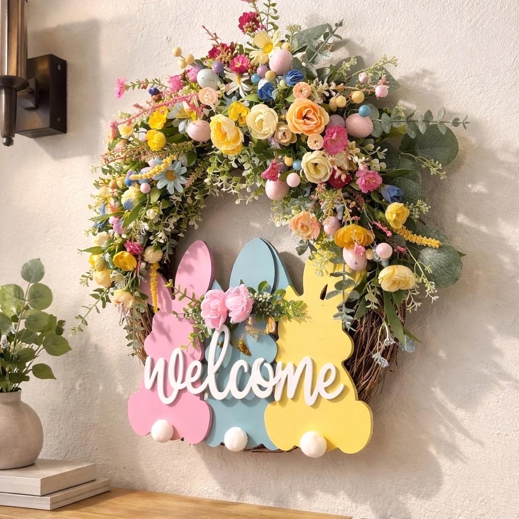 Easter Door Wreath | Religious Cross Grapevine Wreath | Yellow Floral Front Door Decor | Spring Flower Arrangement | He Is Risen Gift