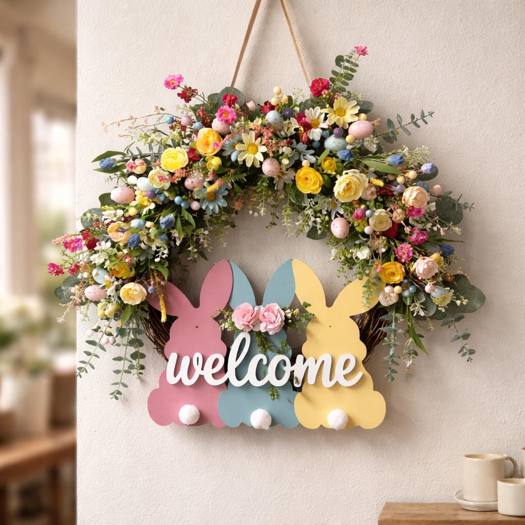Easter Door Wreath | Religious Cross Grapevine Wreath | Yellow Floral Front Door Decor | Spring Flower Arrangement | He Is Risen Gift