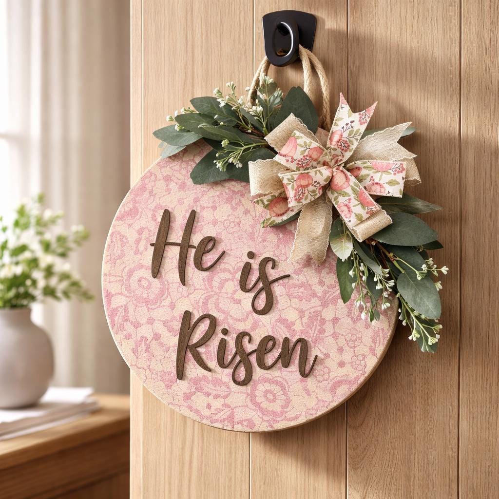 Easter Door Wreath | Religious Cross Grapevine Wreath | Yellow Floral Front Door Decor | Spring Flower Arrangement | He Is Risen Gift