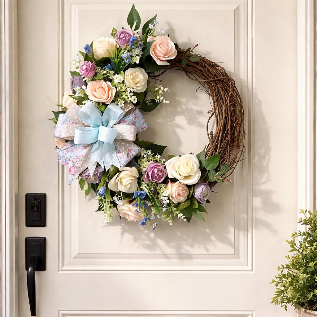 Summer Front Door Wreath | Summer Grapevine Wreath | Cascading Spring Wreath | Spring Flower Arrangement | Farm House Decor