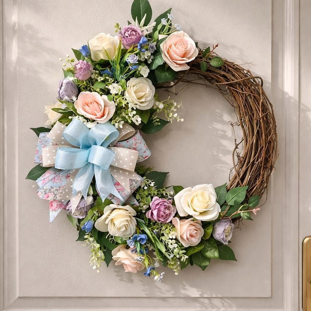 Summer Front Door Wreath | Summer Grapevine Wreath | Cascading Spring Wreath | Spring Flower Arrangement | Farm House Decor