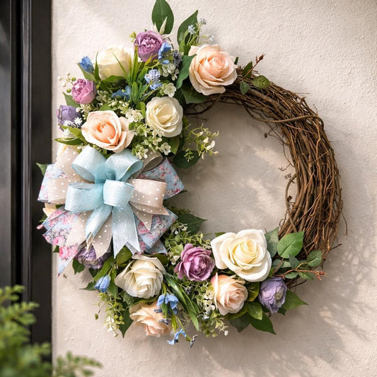 Summer Front Door Wreath | Summer Grapevine Wreath | Cascading Spring Wreath | Spring Flower Arrangement | Farm House Decor