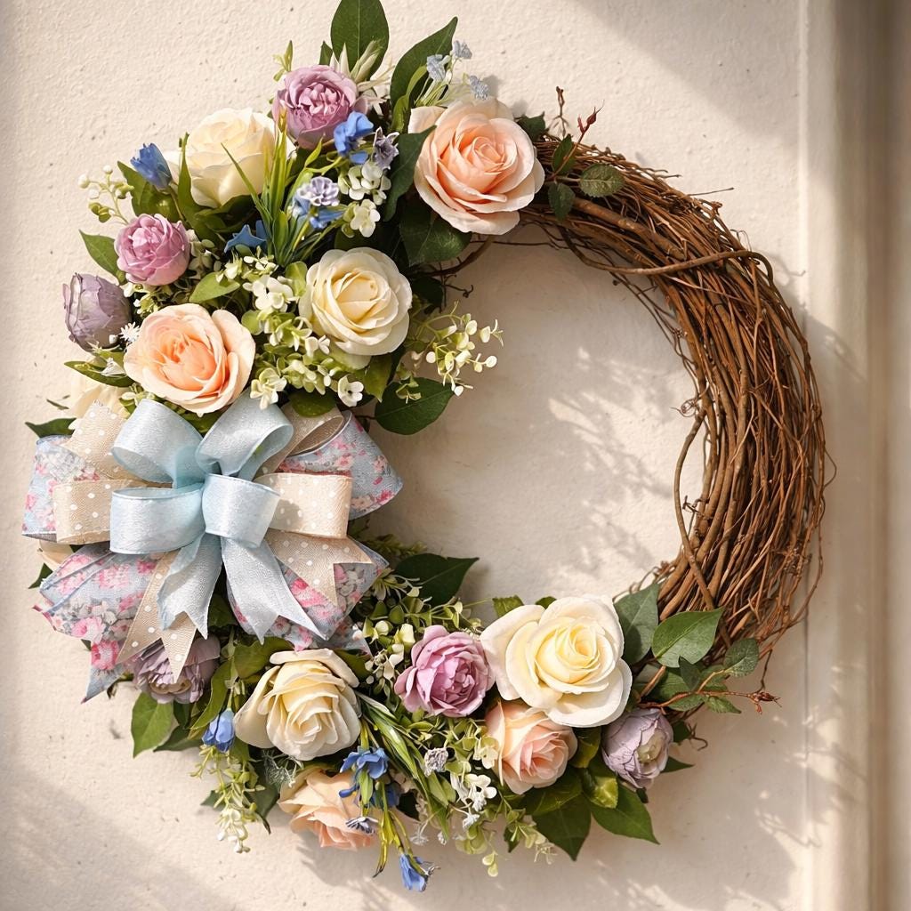Summer Front Door Wreath | Summer Grapevine Wreath | Cascading Spring Wreath | Spring Flower Arrangement | Farm House Decor