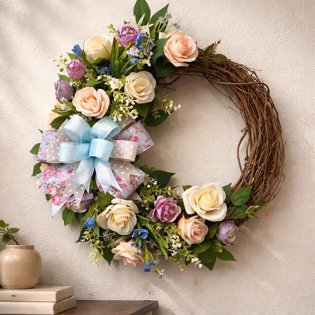Summer Front Door Wreath | Summer Grapevine Wreath | Cascading Spring Wreath | Spring Flower Arrangement | Farm House Decor