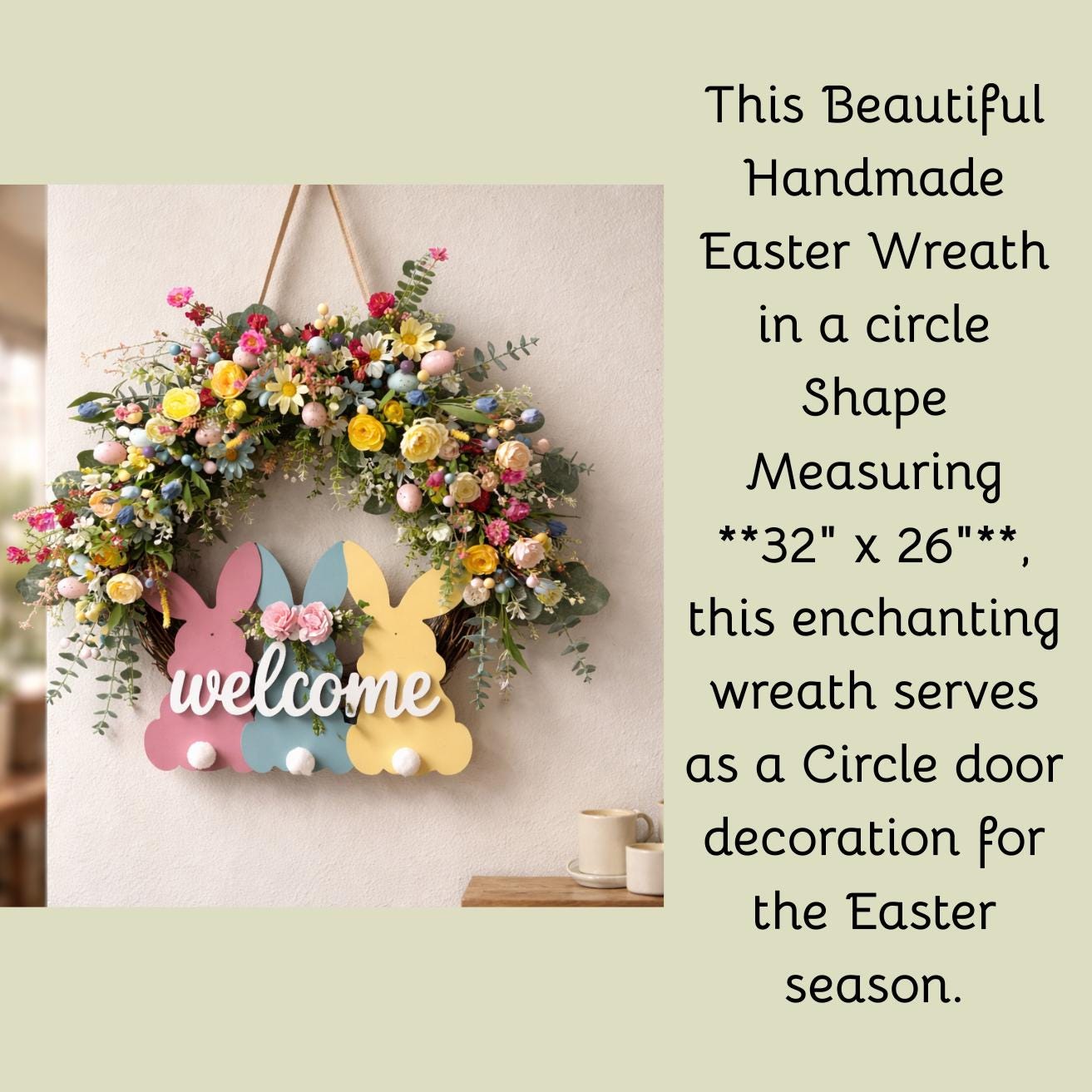 Easter Door Wreath | Religious Cross Grapevine Wreath | Yellow Floral Front Door Decor | Spring Flower Arrangement | He Is Risen Gift
